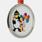 Funny Pinguin & Clown Cartoon Ornament Aus Metall (Rechts)