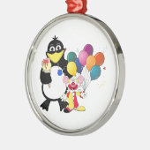 Funny Pinguin & Clown Cartoon Ornament Aus Metall (Links)