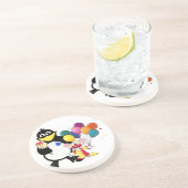 Funny Pinguin & Clown Cartoon Sandstein Untersetzer (Seite)