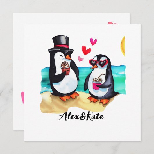 Funny Pinguin Couple, Tiere in Liebe (Vorne/Hinten)