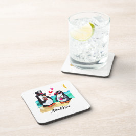 Funny Pinguin Couple, Tiere in Liebe Getränkeuntersetzer