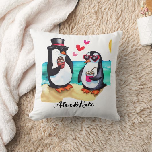 Funny Pinguin Couple, Tiere in Liebe Kissen (Decke)