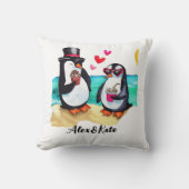 Funny Pinguin Couple, Tiere in Liebe Kissen (Vorderseite)