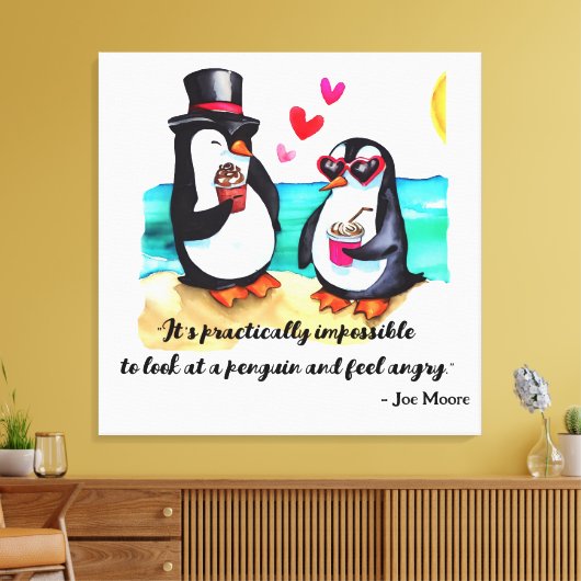 Funny Pinguin Couple, Tiere in Liebe Leinwanddruck (Insitu (Wohnzimmer))