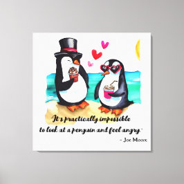 Funny Pinguin Couple, Tiere in Liebe Leinwanddruck