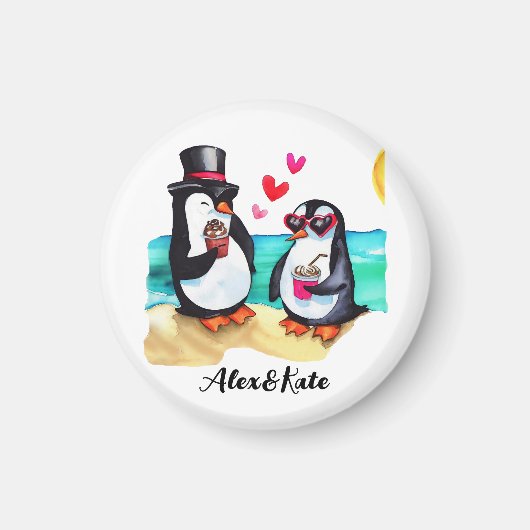 Funny Pinguin Couple, Tiere in Liebe Magnet (Vorne)