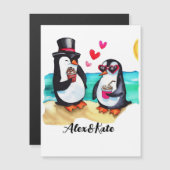 Funny Pinguin Couple, Tiere in Liebe Magnetkarte (Vorne/Hinten)