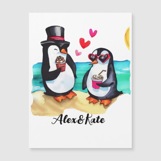 Funny Pinguin Couple, Tiere in Liebe Magnetkarte (Vorderseite)