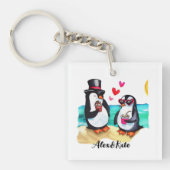 Funny Pinguin Couple, Tiere in Liebe Schlüsselanhänger (Vorderseite)