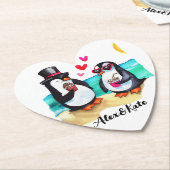 Funny Pinguin Couple, Tiere in Liebe Untersetzer (angewinkelt)
