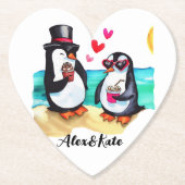 Funny Pinguin Couple, Tiere in Liebe Untersetzer (Vorderseite)