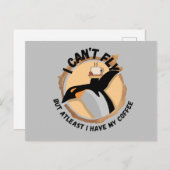 Funny Pinguin Drink Coffee Postkarte (Vorne/Hinten)