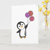 Funny Pinguin fliegt mit Balloons auf Karte (Gelbe Blume)