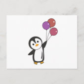 Funny Pinguin fliegt mit Balloons auf Postkarte (Vorderseite)