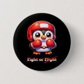 Funny Pinguin Flight or Fight Boxing Mixed Martial Button (Vorderseite)