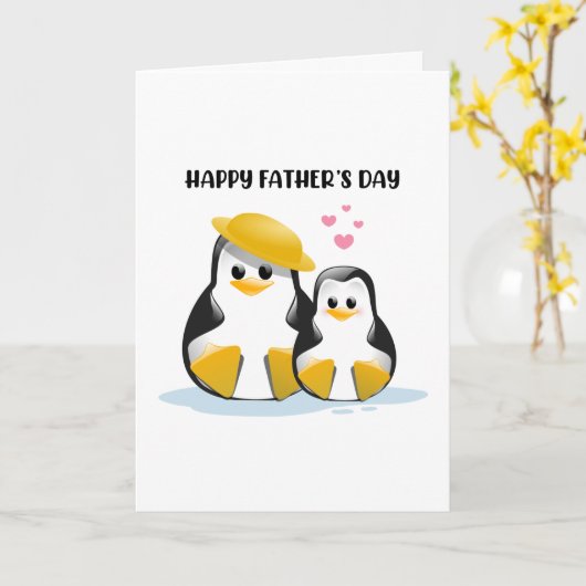 Funny Pinguin Happy Vatertag Karte (Gelbe Blume)