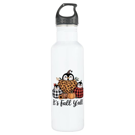 Funny Pinguin It's Fall Y'all Erntedank Lover Edelstahlflasche (Vorderseite)
