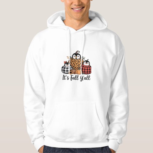 Funny Pinguin It's Fall Y'all Erntedank Lover Hoodie (Vorderseite)