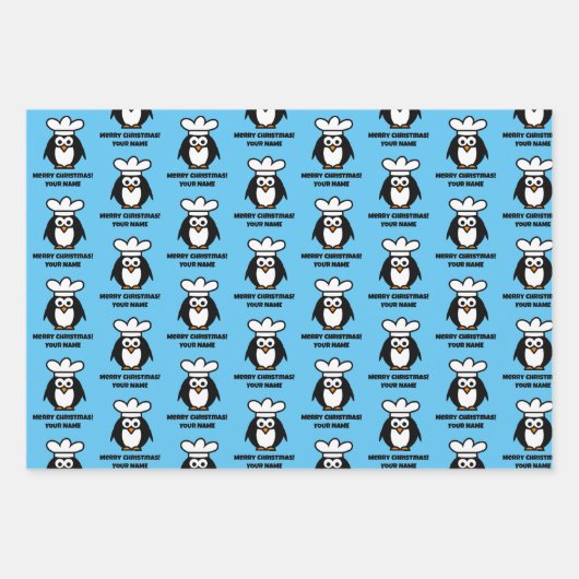 Funny Pinguin Koch Cartoon Kinderweihnachtsfest Geschenkpapier Set (Vorderseite)