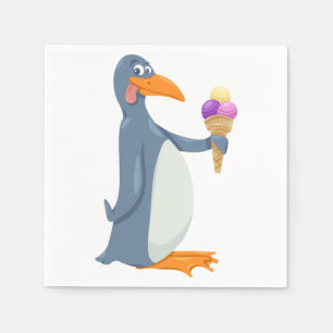 Funny Pinguin mit Eiscremepapier Napkins Serviette