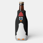 Funny Pinguin Personalisiert Black Niedlich Cartoo Flaschenkühler (Flaschenvorderseite)