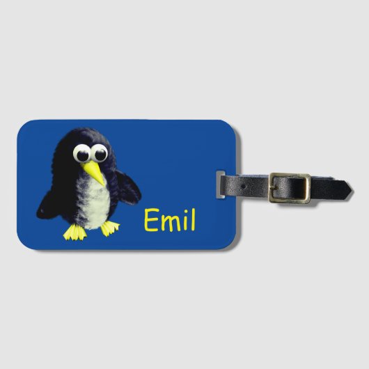 Funny Pinguin, personalisierter Lufterfrischer Gepäckanhänger (Vorderseite (Horizontal))