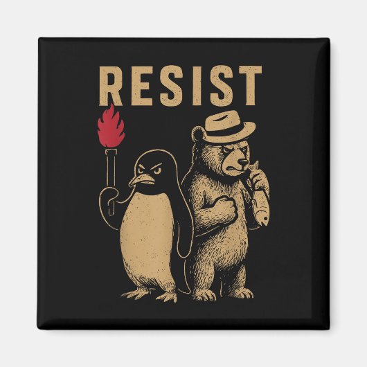 Funny Pinguin Resist Pinguine Protest gegen Tari Magnet (Vorne)