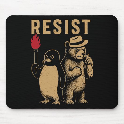 Funny Pinguin Resist Pinguine Protest gegen Tari Mousepad (Vorne)