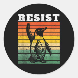 Funny Pinguin Resist Pinguine Protest gegen Tari Runder Aufkleber