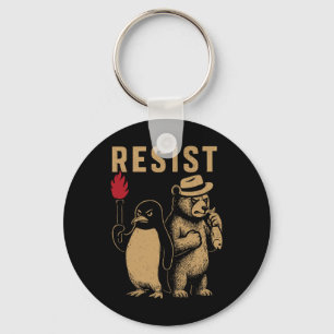 Funny Pinguin Resist Pinguine Protest gegen Tari Schlüsselanhänger