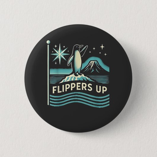 Funny Pinguin Resist Protest gegen Tarrifs Button (Vorderseite)