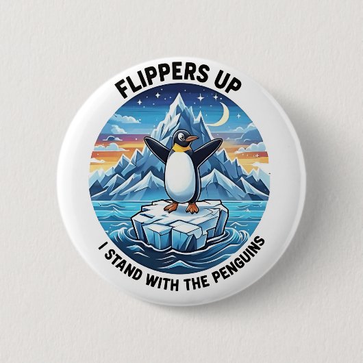 Funny Pinguin Resist Protest gegen Tarrifs Button (Vorderseite)