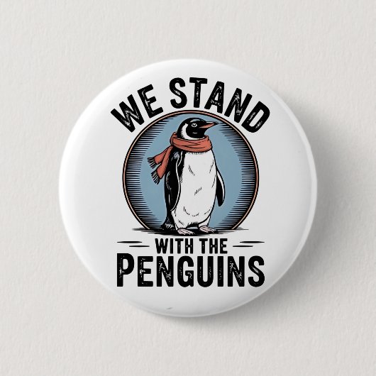 Funny Pinguin Resist Protest gegen Tarrifs Button (Vorderseite)
