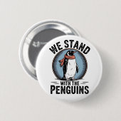 Funny Pinguin Resist Protest gegen Tarrifs Button (Vorne & Hinten)