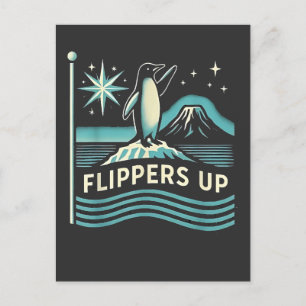 Funny Pinguin Resist Protest gegen Tarrifs Feiertagspostkarte