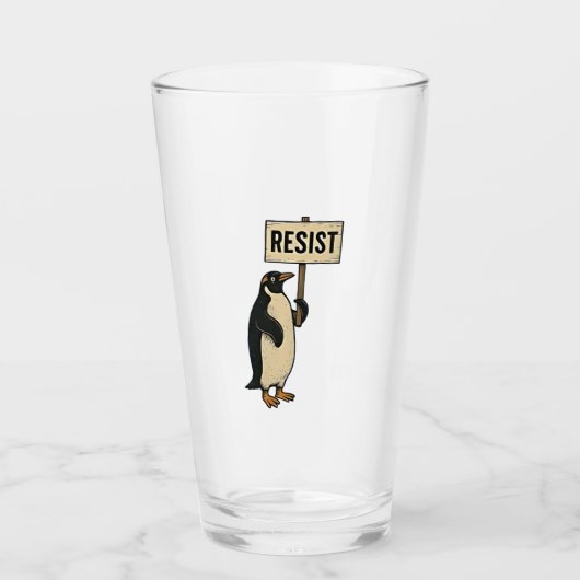 Funny Pinguin Resist Protest gegen Tarrifs Glas (Vorderseite)