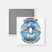 Funny Pinguin Resist Protest gegen Tarrifs Magnet (Vorderseite/Rückseite)