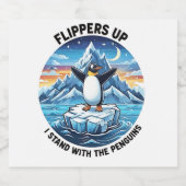 Funny Pinguin Resist Protest gegen Tarrifs Schaumweinetikett (Einzelnes Label)