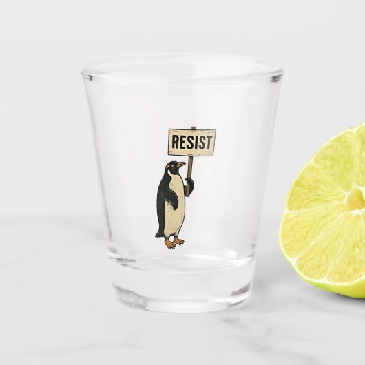 Funny Pinguin Resist Protest gegen Tarrifs Schnapsglas (Vorderseite)