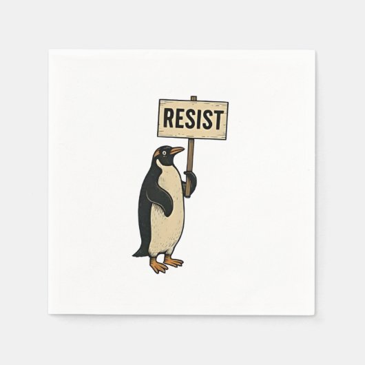Funny Pinguin Resist Protest gegen Tarrifs Serviette (Vorderseite)