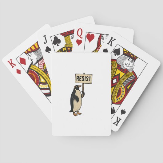 Funny Pinguin Resist Protest gegen Tarrifs Spielkarten (Rückseite)