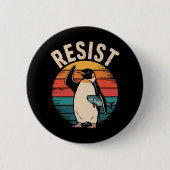 Funny Pinguin Resist Protest gegen Zölle Button (Vorderseite)