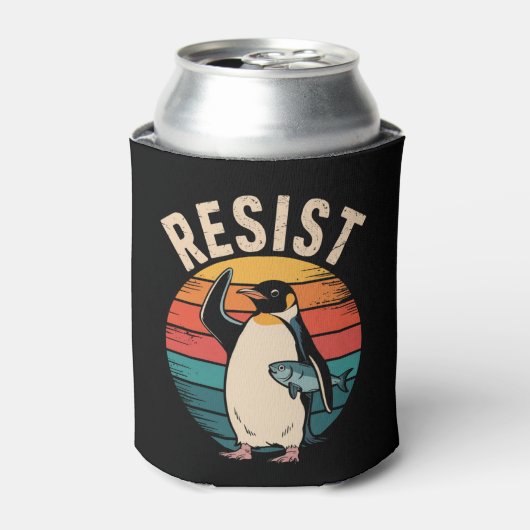 Funny Pinguin Resist Protest gegen Zölle Dosenkühler (Kanne Vorderseite)