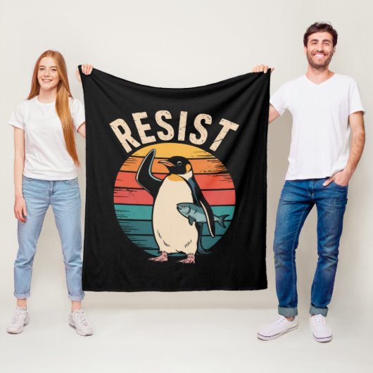 Funny Pinguin Resist Protest gegen Zölle Fleecedecke (Beispiel)