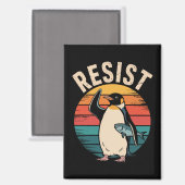 Funny Pinguin Resist Protest gegen Zölle Magnet (Vorderseite/Rückseite)