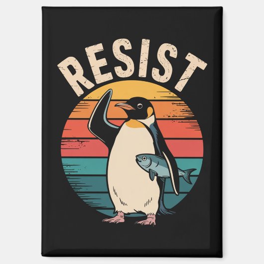 Funny Pinguin Resist Protest gegen Zölle Magnet (Vorderseite)