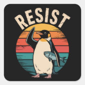 Funny Pinguin Resist Protest gegen Zölle Quadratischer Aufkleber (Vorderseite)