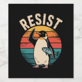 Funny Pinguin Resist Protest gegen Zölle Weinetikett (Einzelnes Label)