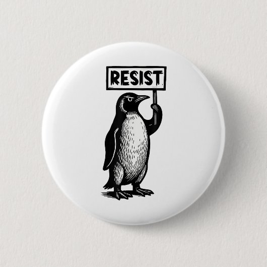 Funny Pinguin Resist Protest nicht mein Präsident Button (Vorderseite)