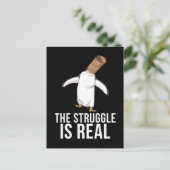 Funny Pinguin spendet Männern den Kampf ist echt Postkarte (Stehend Vorderseite)